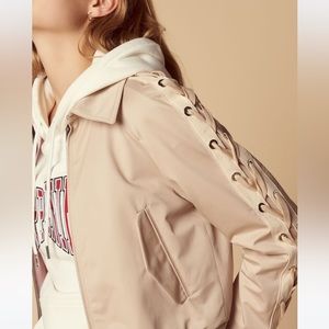 SANDRO Paris Lace-Up Sleeve Bomber Jacket